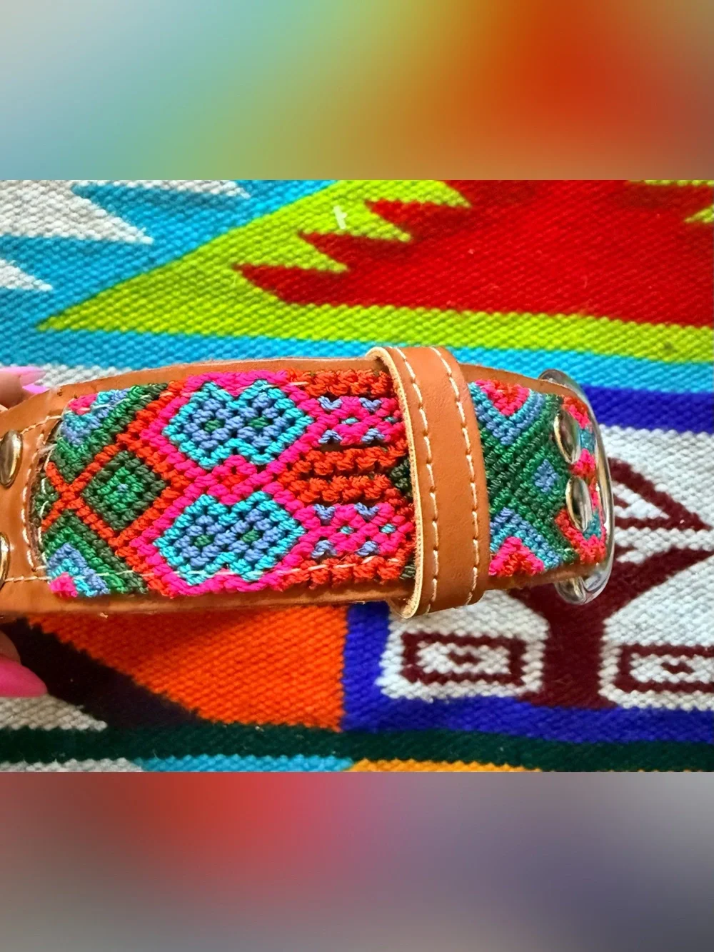 NWT KÜHÜ LEATHER WOVEN DOG COLLAR, LARGE, 19”